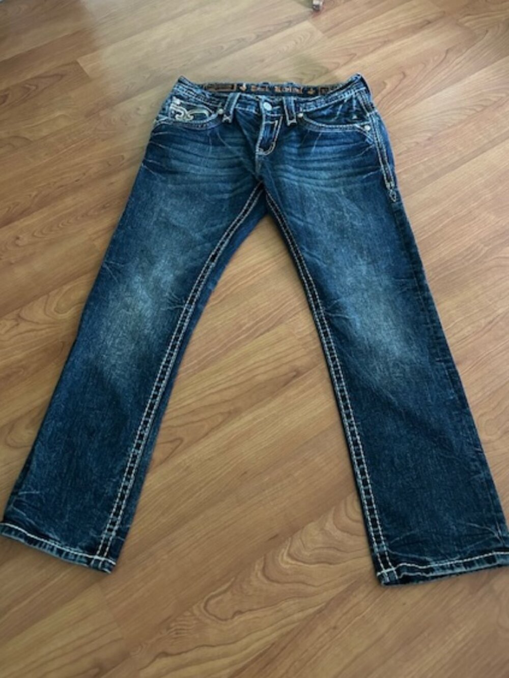 Rock Revival Men’s Straight Leg Jeans – Size 32 | Dark Wash